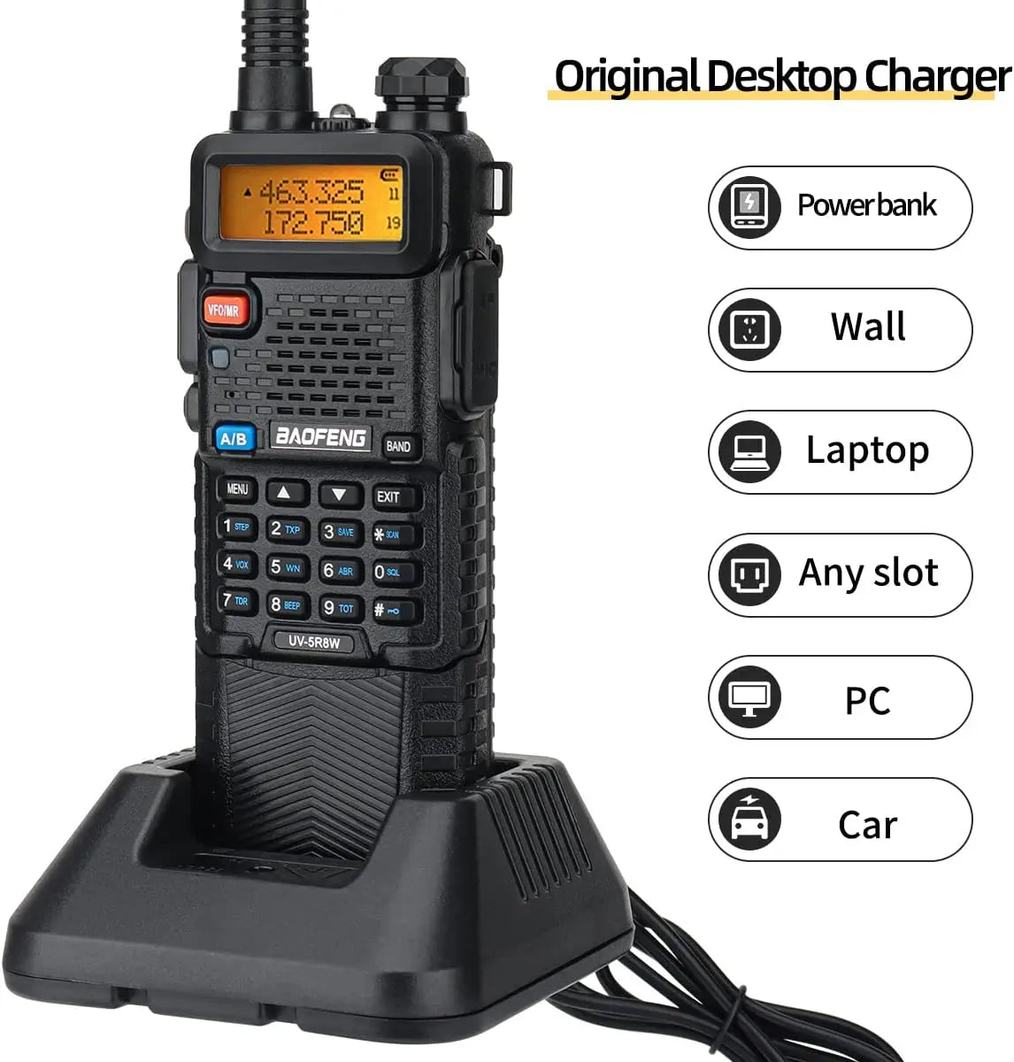 Baofeng UV-5R Dualband 5Watt 3800mah portofoon
