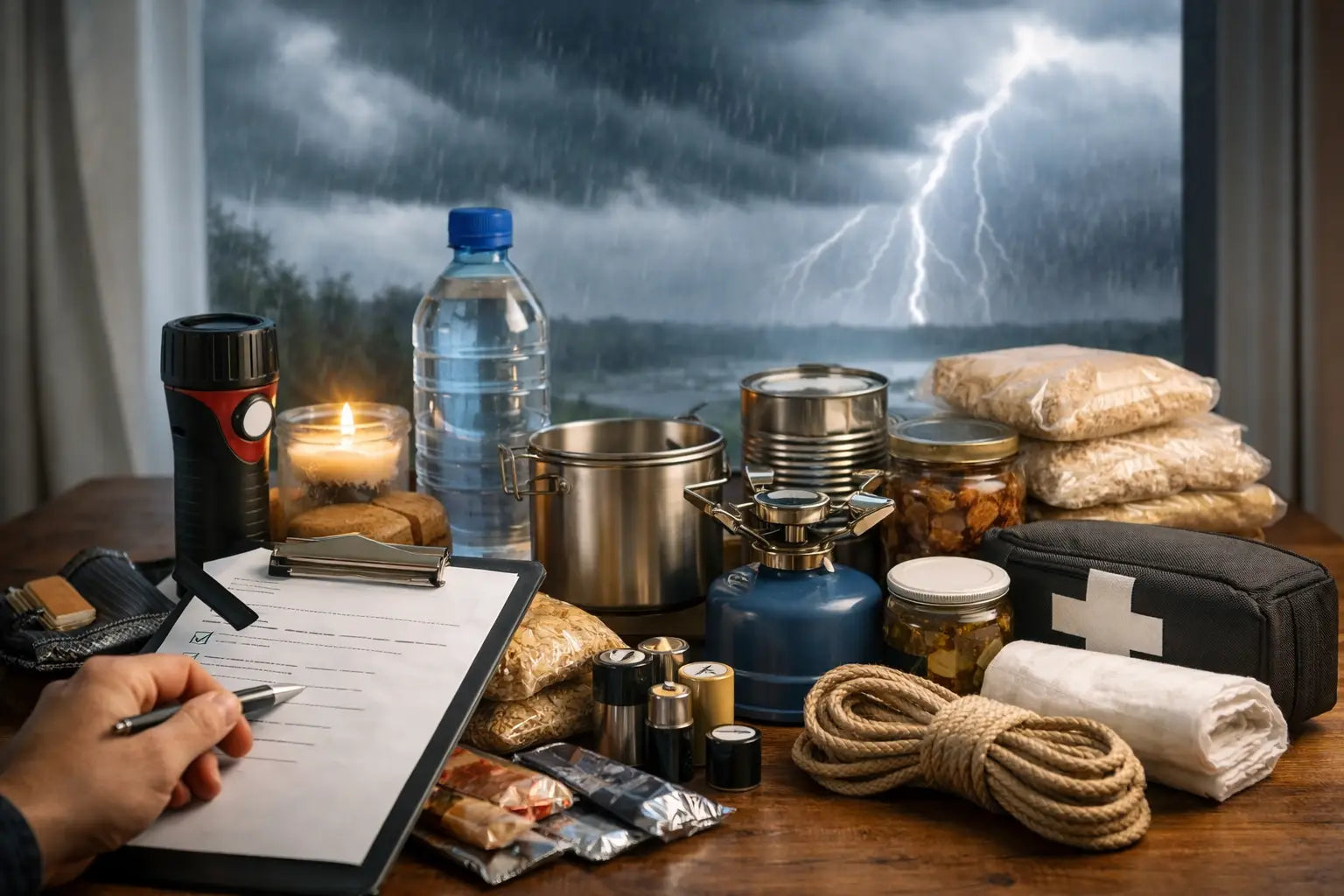 Storm noodvoorraad checklist voor thuis