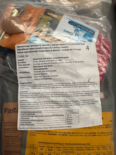 Nederlandse leger rantsoen Operationeel Rantsoen menu 4 5022 Kcal
