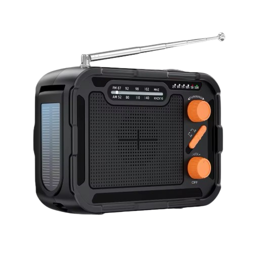 Noodradio met zaklamp, handslinger, solar laden 4000mah