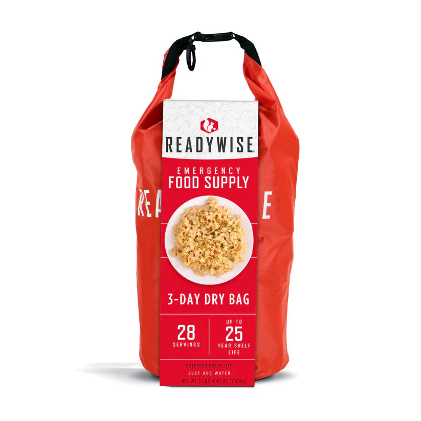 ReadyWise 3 dagen Grab Bag 28 Porties Ontbijt, Lunch & Avondeten 25 jaar houdbaar, Grab & Go Dry-Bag, Freeze Dried, 25 Years Shelf Life, Emergency Food, 3 Days For 1 Person